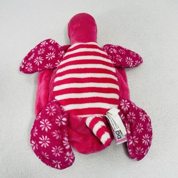 Douglas Cuddle Toy Sea Turtle Tortoise Plush 12” Pink Flower Peace Sign Colorful - Picture 2 of 8